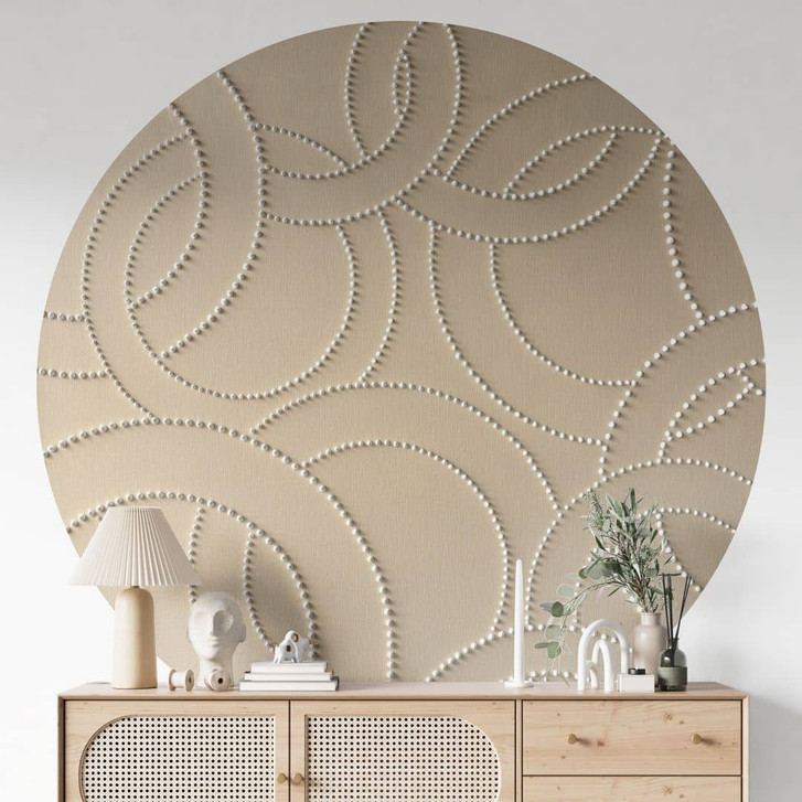 Fototapete mit 3D-Design - Abstrakte Ringe beige - Grande - Rund - Selbstklebend/Vlies - WA467742