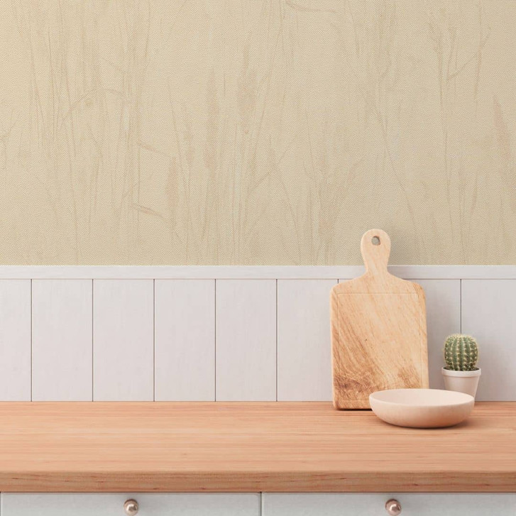 Grastapete Beige-Gelb – Warme Naturtapete mit sonnigem Grasmotiv - WA506846