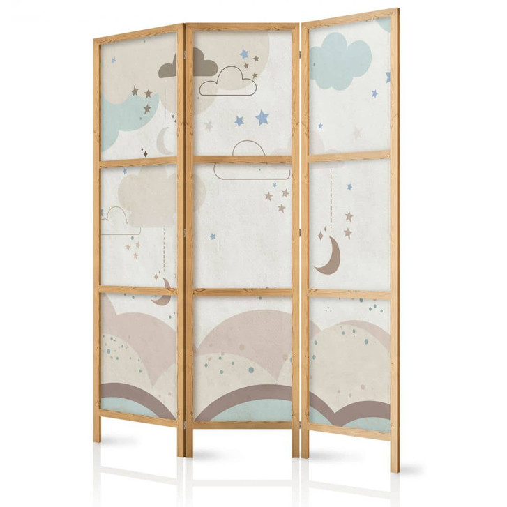 Japanischer Paravent, Raumteiler freistehend, Trennwand - Cloudy Night Sky - WA455067