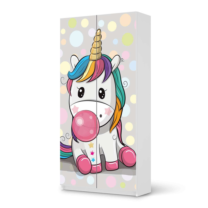 Klebefolie IKEA Pax Schrank 201cm Höhe - 2 Türen - Rainbow das Einhorn - CR109979