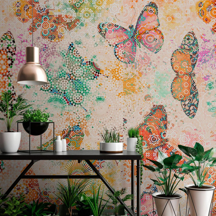 Livingwalls Fototapete Walls by Patel mosaic butterflies 2 - WA255044