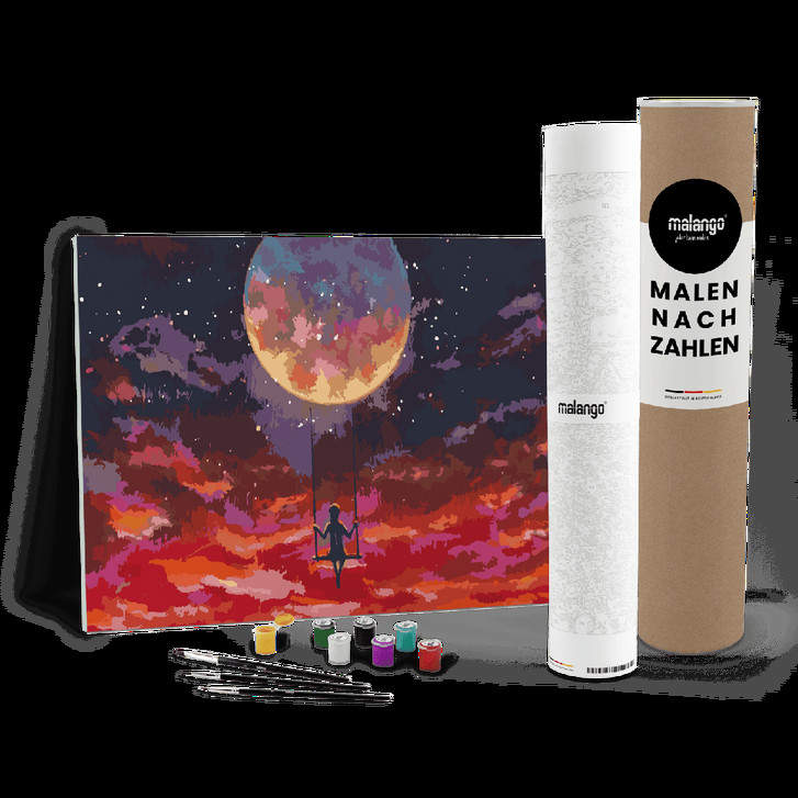 Malen nach Zahlen Leinwandbild - Mond und Schaukel - WA446728