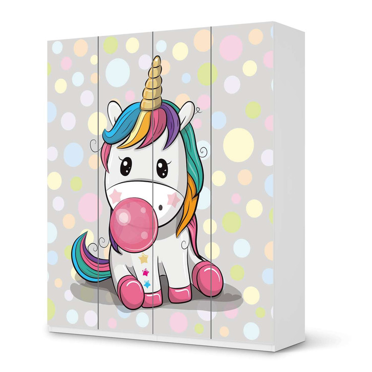 Möbelfolie IKEA Pax Schrank 236cm Höhe - 4 Türen - Rainbow das Einhorn - CR116917