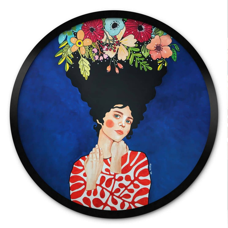 Poster Frau mit Blütenpracht im Haar - Hülya - Rund - WA498527