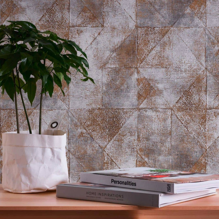 Vliestapete Gold Grau - Grafik-Tapete Metallic-Effekt - Strukturtapete Schlafzimmer Büro - WA396042