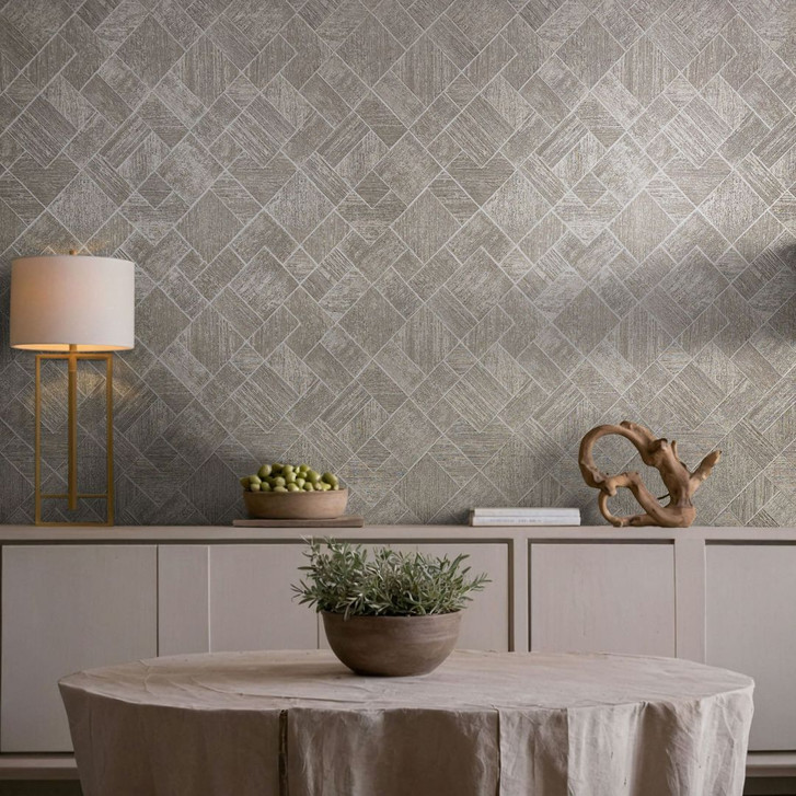 Vliestapete in Grau, Beige Karriert, Rautenmuster Grafisch Geometrisch - WA450764