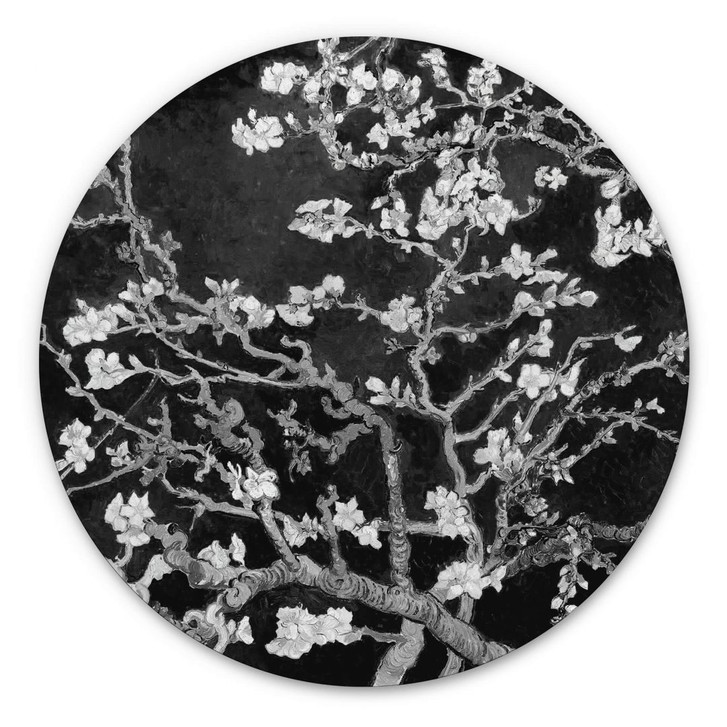 Alu-Dibond van Gogh - Mandelblüte - schwarz - Rund - WA308420