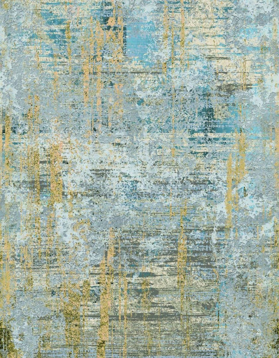 Fototapete Wandtapete mit Motiv Abstrakte Patina-Textur in Blau, Grau und Gold 3.4 x 2.65 m - WA505312