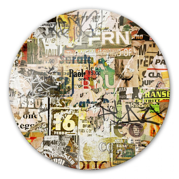 Glasbild Abgerissene Poster - rund - WA120452