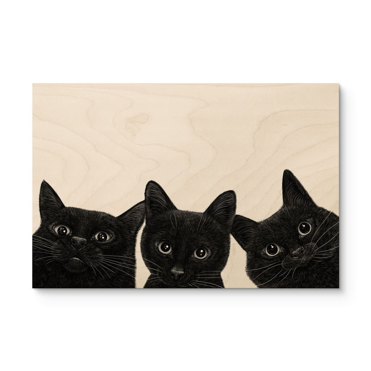 Holzbild Schwarzes Katzen Trio - Korenkova - WA515121