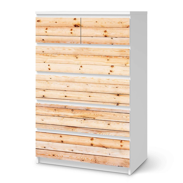 Möbel Klebefolie IKEA Malm Kommode 6 Schubladen (hoch) - Bright Planks - CR113672