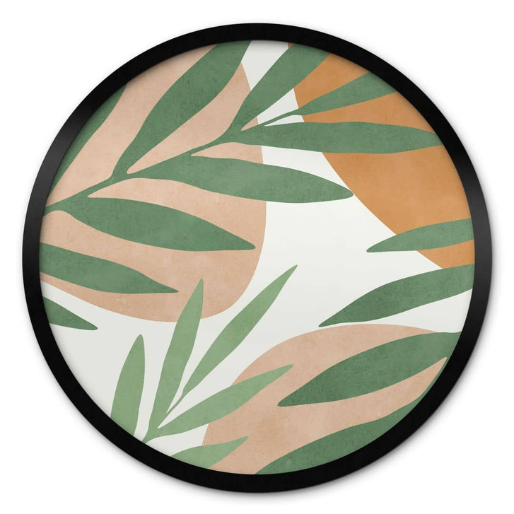 Poster Abstrakte Zweige im tropischen Look - Costa - Rund - WA460099