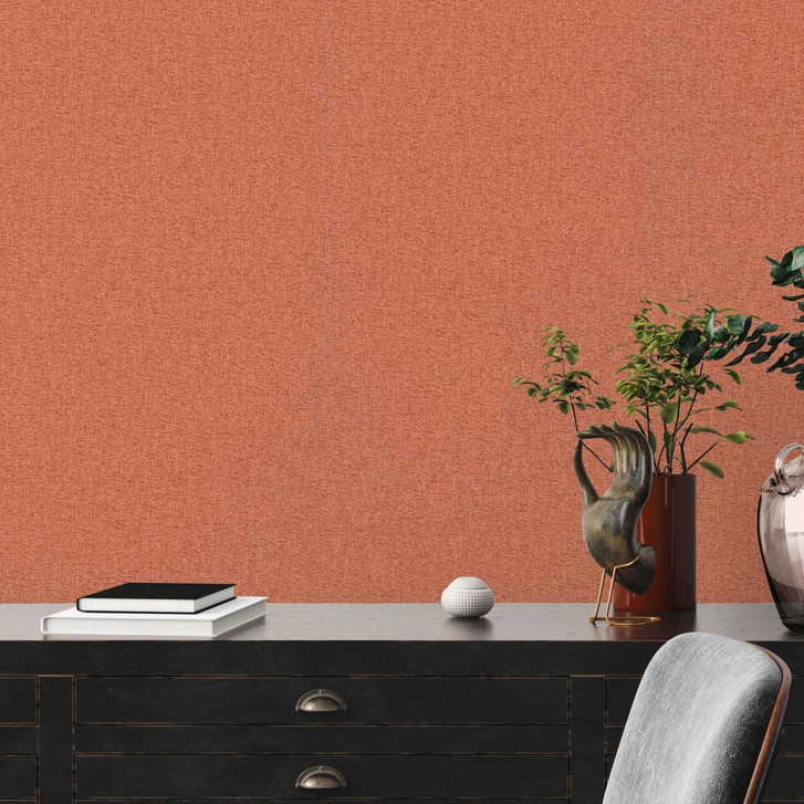 Unitapete mit Strukturmuster Rot Orange - Tapete mit Gewebe-Optik - WA396716
