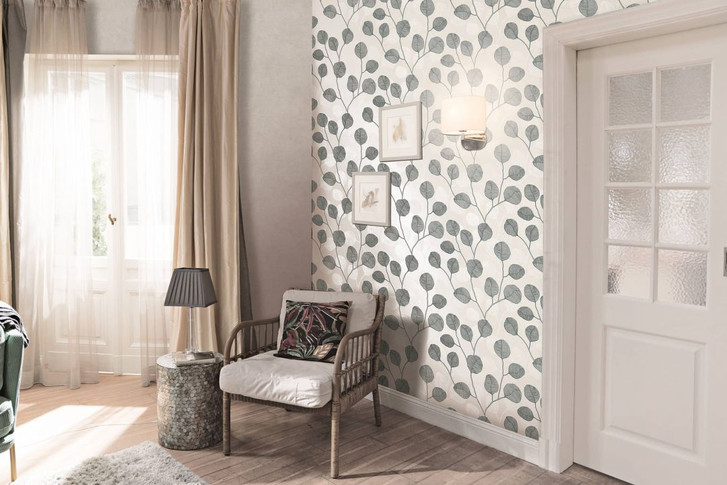 Vliestapete Grau Schwarz Weiss Floral für Wohnzimmer Schlafzimmer Küche marburg Tapete - WA508108