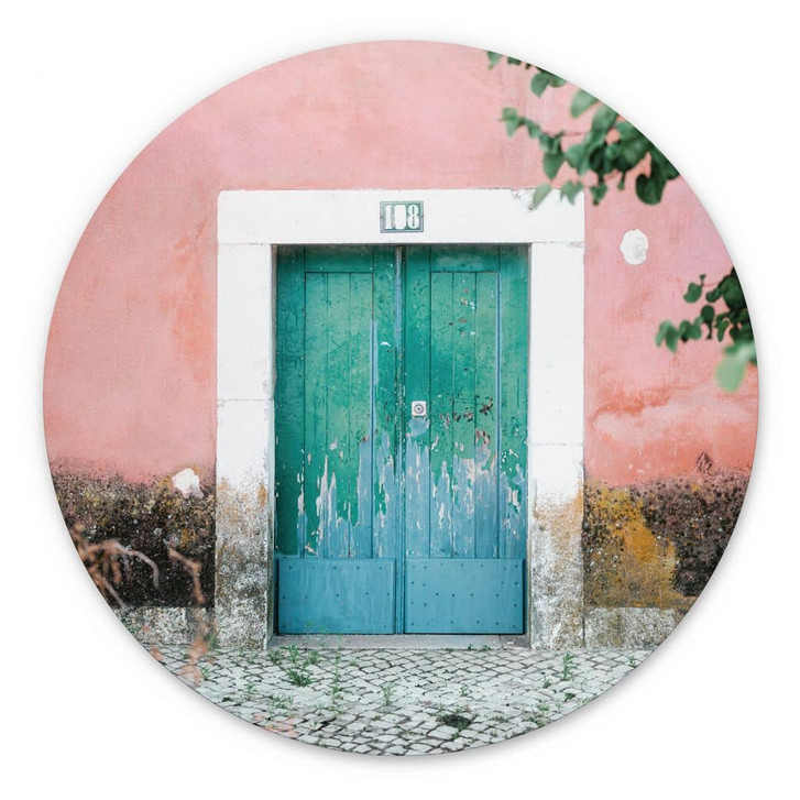 Wandbild Mediterrane Hausfassade in Lissabon - Zwart - Alu-Dibond Rund - WA458319