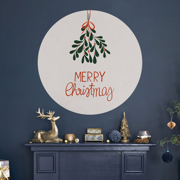 Wandtattoo Weihnachten - Merry Christmas mit Mistelzweig - Lisboa - Rund - WA500810