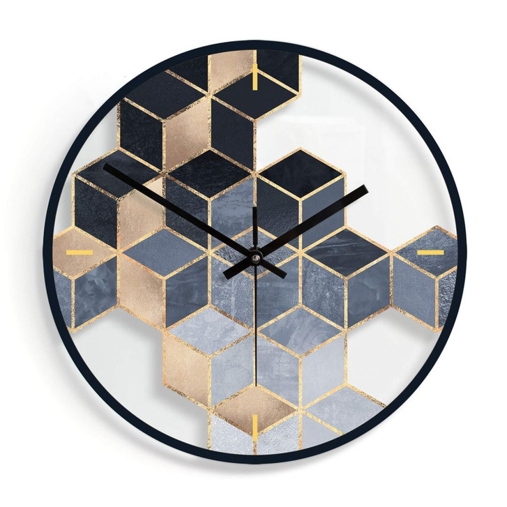 Wanduhr aus Glas - Fredriksson - Blaue Geometrie Ø30cm - WA301758