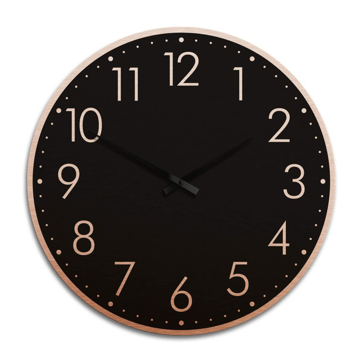 XXL Wanduhr Alu Dibond Kupfereffekt - Modern mit Minutenanzeige negativ Ø 70cm - WA243381