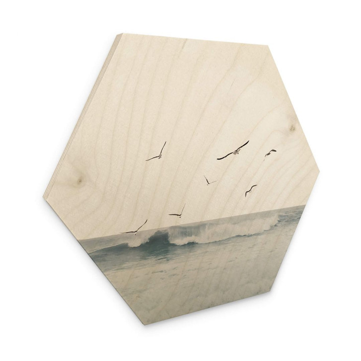Hexagon Holzbild Sisi & Seb - Magischer Abendhimmel am Meer - WA354547