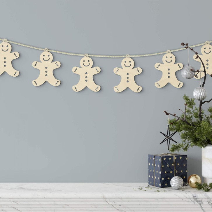 Holzdeko Weihnachten - Lebkuchenmann Pappelholz (10-teilig) - je 8x10cm - WA346628