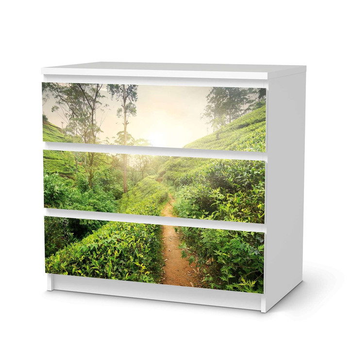 Klebefolie IKEA Malm Kommode 3 Schubladen - Green Tea Fields - CR109801