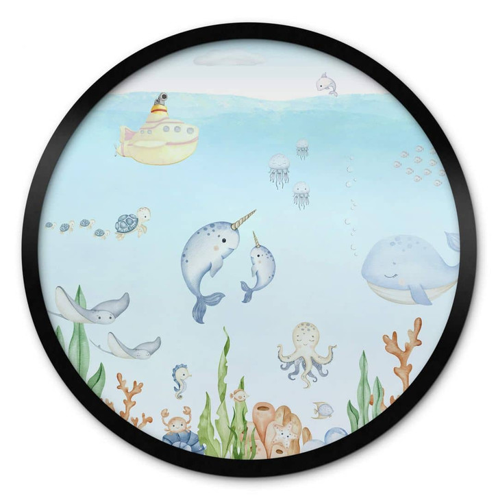 Poster Niedliche Unterwasserwelt - Kinderposter Rund - Oliver Robins - WA407888