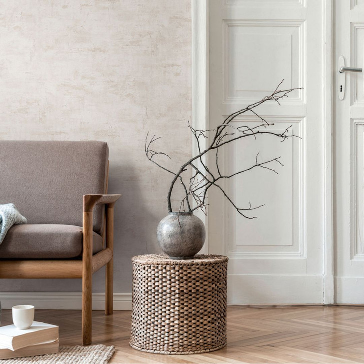 Strukturtapete in Putz-Optik Weiss Beige – Vliestapete modern einfarbig - WA458718