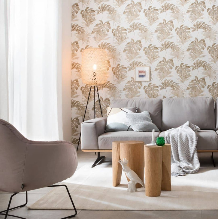 Tapete SCHÖNER-WOHNEN Vliestapete, florale Tapete weiss, beige - WA450249