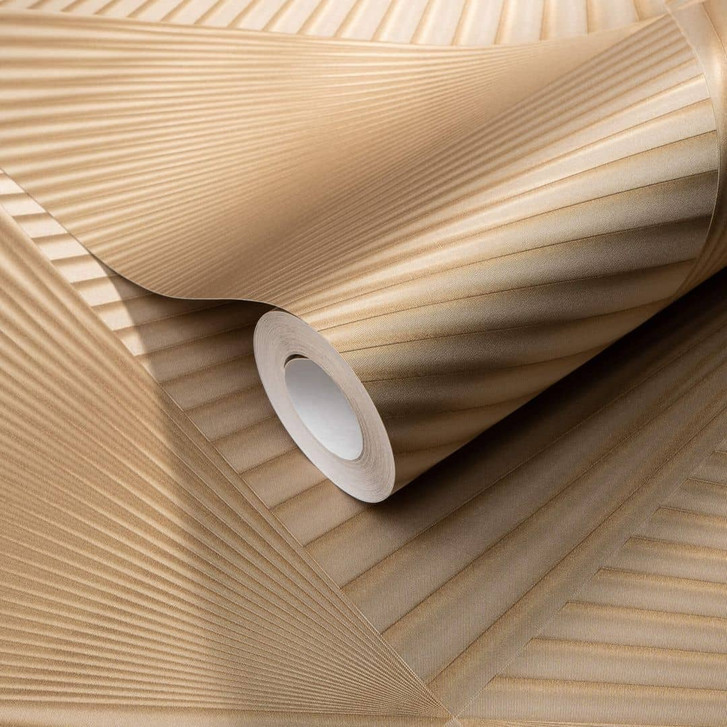 Vliestapete mit grafischen Mustern und Metallic-Effekt in gold - WA397831