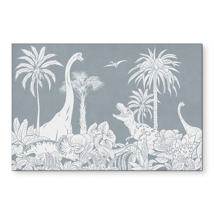 Wandbild Im Land der Dinosaurier - Blau - Kikki Belle - Alu-Dibond - WA435288