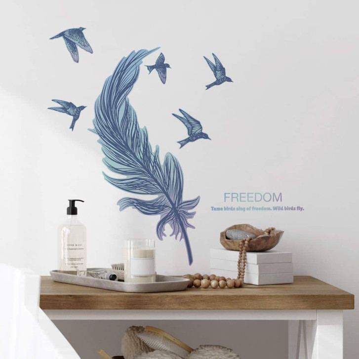 Wandtattoo Freedom - Vögel Feder - WA343412