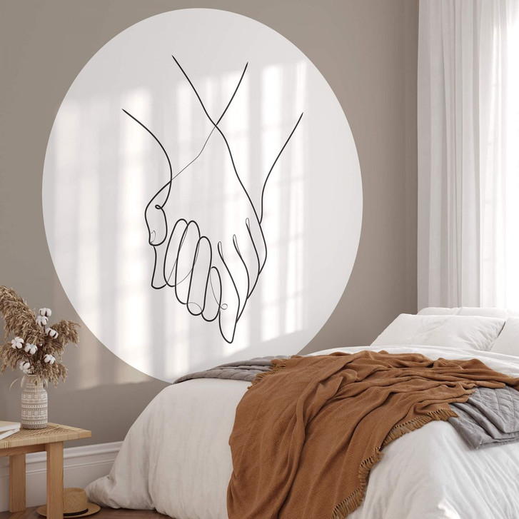 Fototapete 1X Studio - Line Art Hand in Hand - Rund - Selbstklebend/Vlies - WA345110