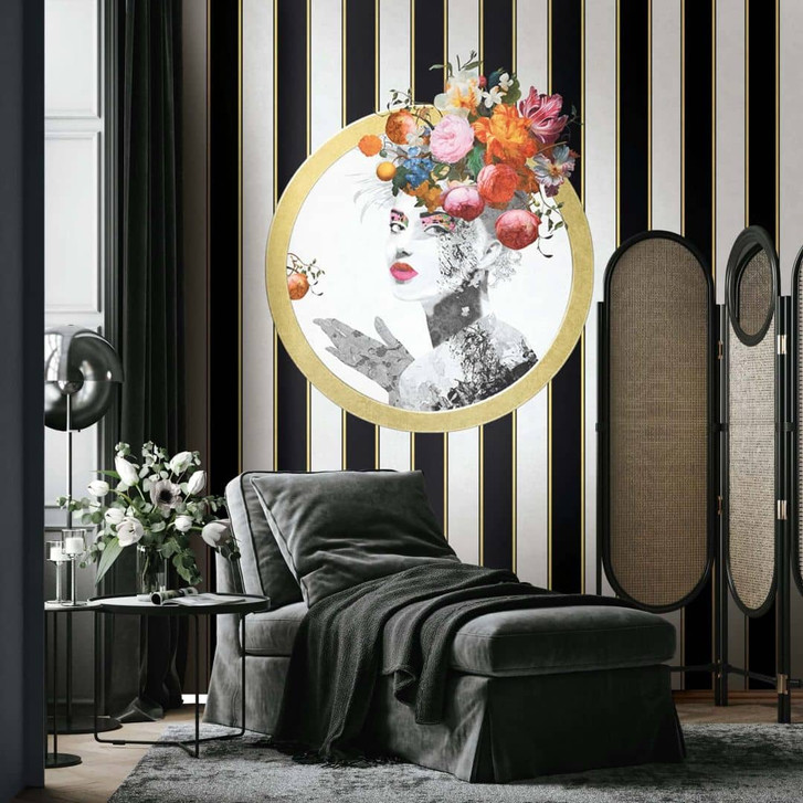 Fototapete Streifen, Gesicht Streifen Klassisch, Romantisch matt in Schwarz 2.70 x 1.59m - WA461644