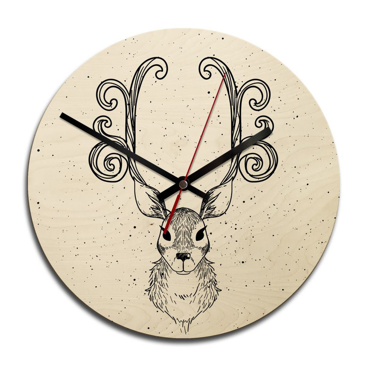 Holz-Wanduhr - Funkelnder Hirsch - WA245274
