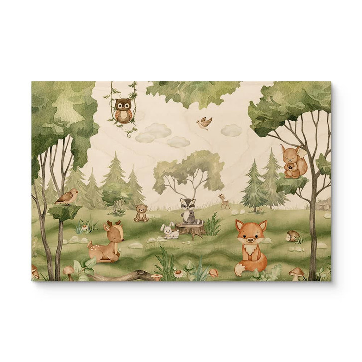 Holzbild Süsse Tiere im Herzen des Waldes - Oliver Robins - WA432593