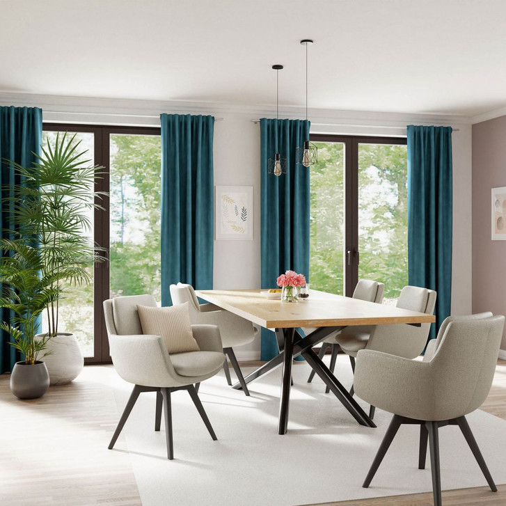 Homing Samtvorhang mit verdeckten Schlaufen Velia petrol - 2.45 x 1.4m - WA333748