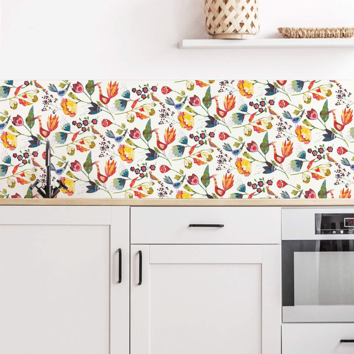 Küchenrückwand - Alu Dibond - Blanz - Blumen und Vögel - WA134281