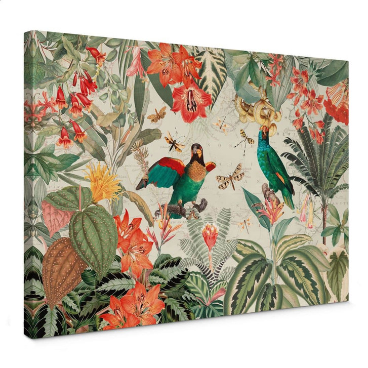 Leinwandbild Exotischer Dschungel mit Papageien - UN Designs - WA404770