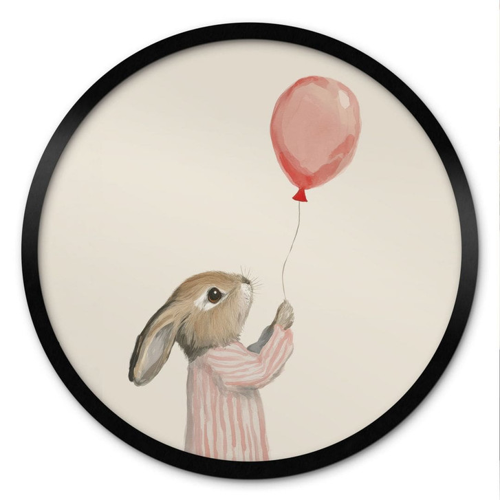 Poster Süsser Hase mit Luftballon - Treechild - Rund - WA499242