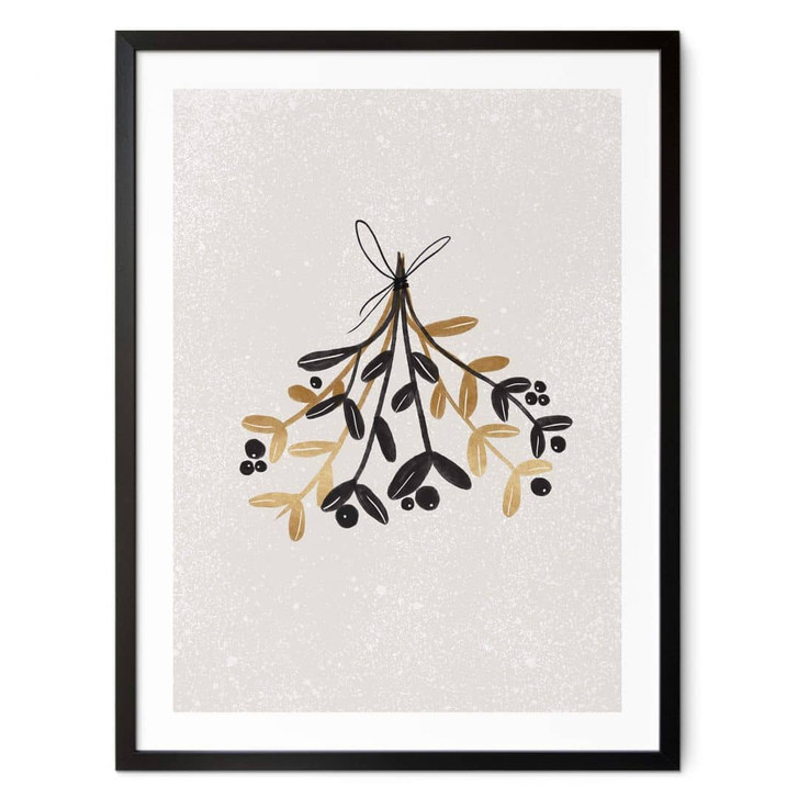 Poster Weihnachten - Mistelzweig in schwarz gold - Orara Studio - WA408472
