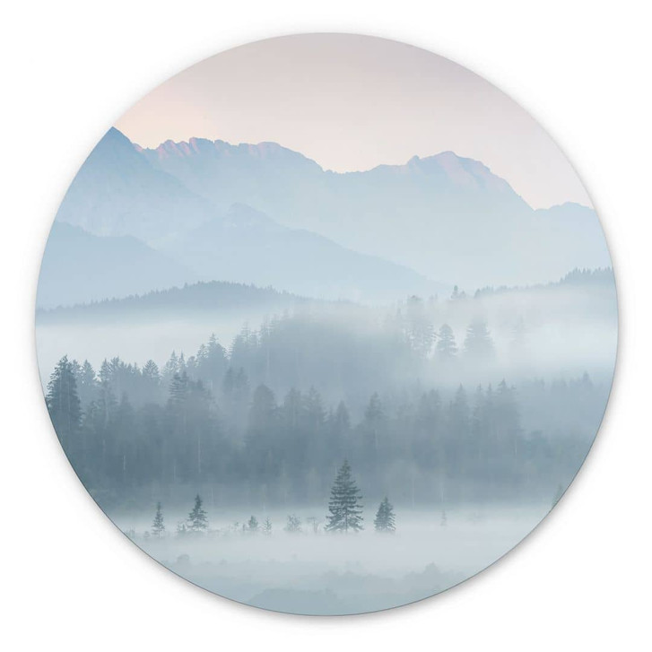 Wandbild Neblige Waldlandschaft im Herbst - Eisenmann - Alu-Dibond Rund - WA441355