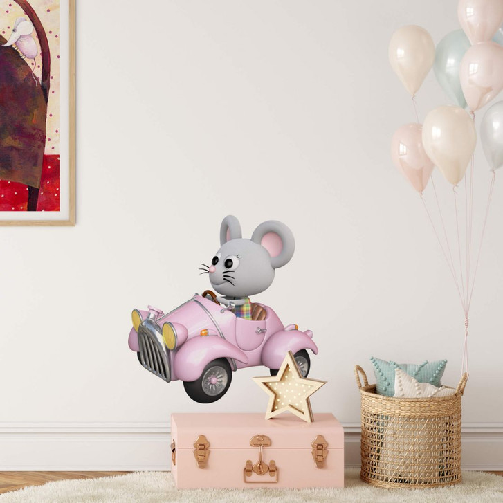 Wandtattoo Agullo - Maus im rosa Auto - WA242777