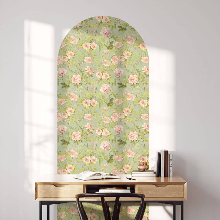 Wandtattoo Rundbogen Wandpaneel Rosengarten - UN Design - schmal - WA500717