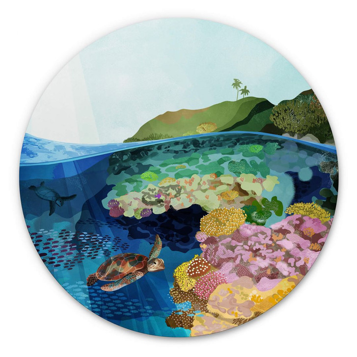 Alu-Dibond Goed Blauw - Unterwasser - Rund - WA330713