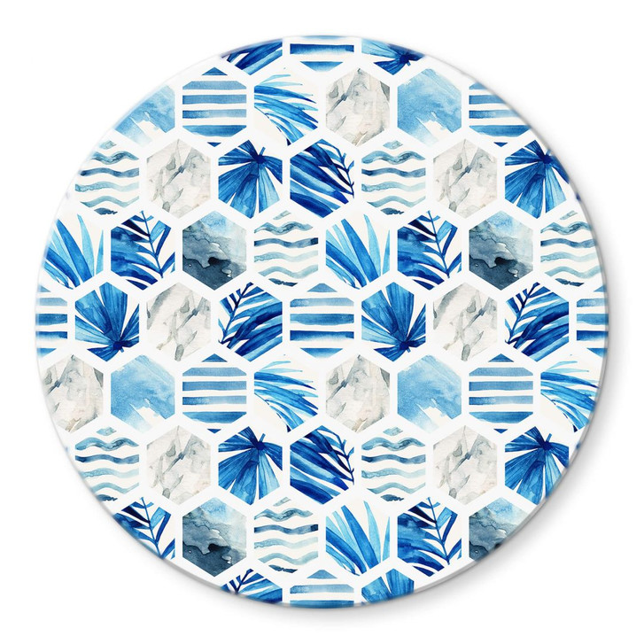 Glasbild Watercolour - Waves - Rund - WA354232