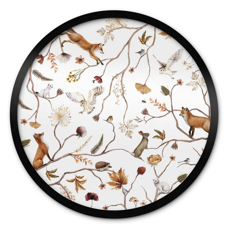 Poster Waldtiere im Herbst - Kikki Belle - Rund - WA427838