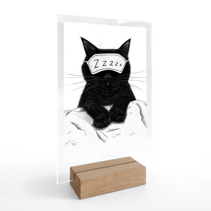 Tischaufsteller Schwarze Katze mit Schlafmaske - Korenkova - WA518331