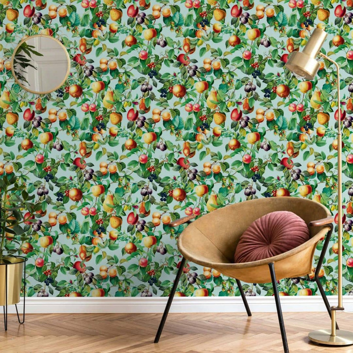 Vliestapete Früchte, Blätter Floral Natur matt in Blau - WA473037