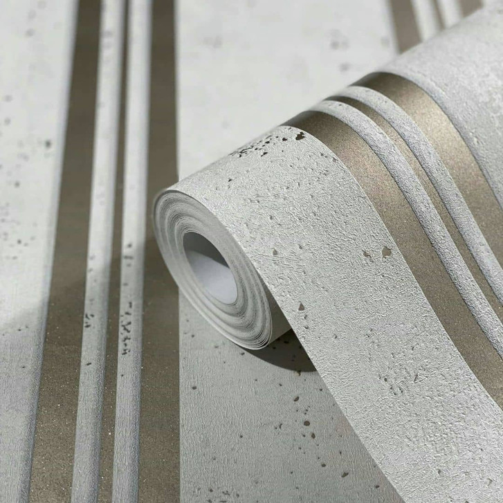 Vliestapete mit Streifen und Metallic-Effekt Beige Streifen - WA450209