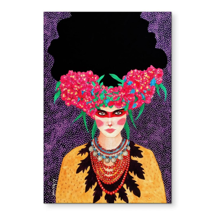 Wandbild Frau mit Blütenkranz und Stärke - Hülya - Alu-Dibond - WA492279